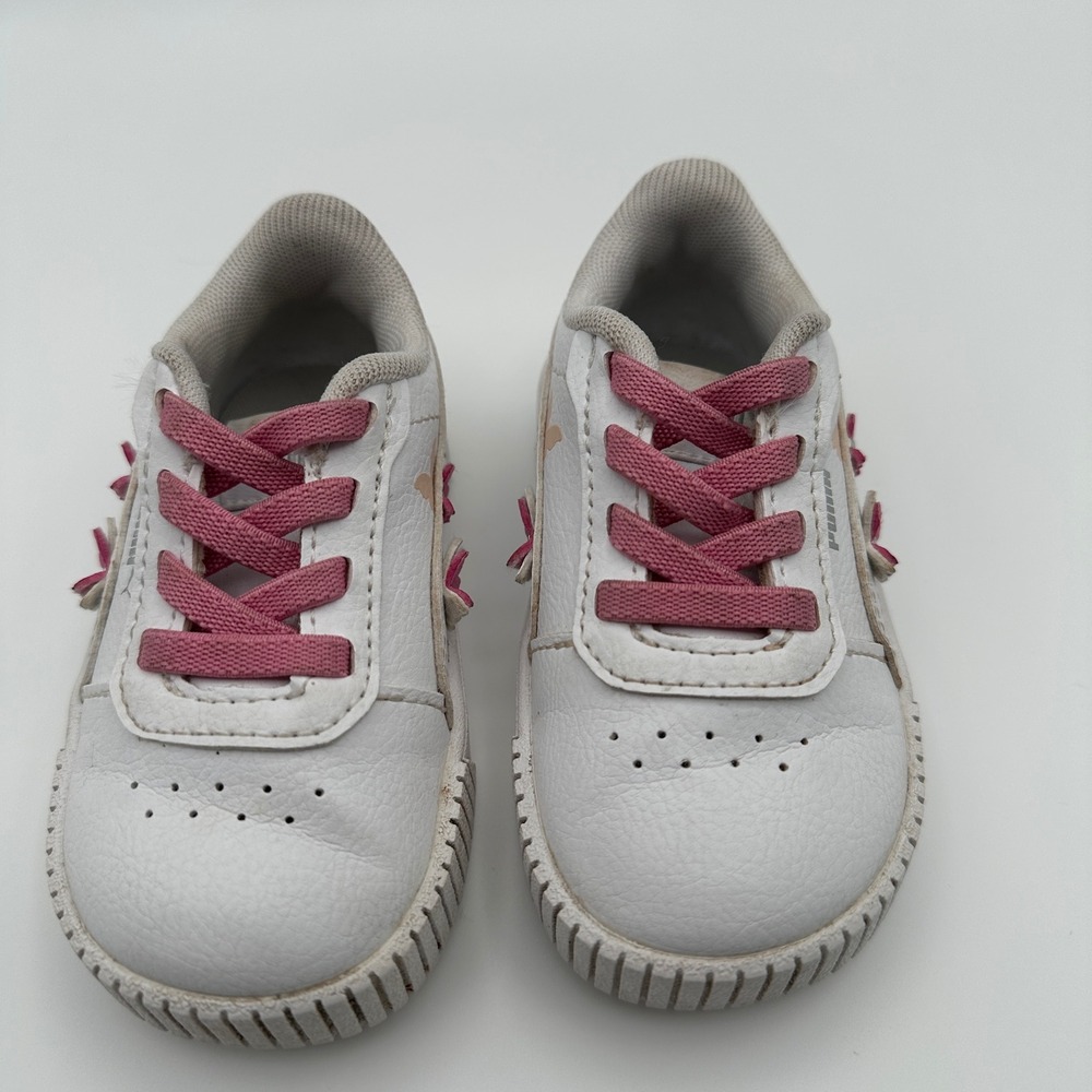 Puma Carina 2.0 Butterfly Sneakers Toddler Size 5C White Pink Platform Shoes - Picture 6 of 11